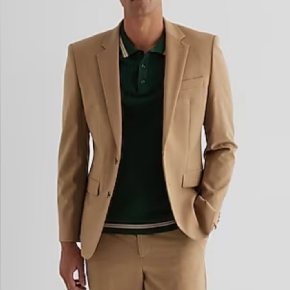 Express Slim Tan Camel Button Blazer Jacket
